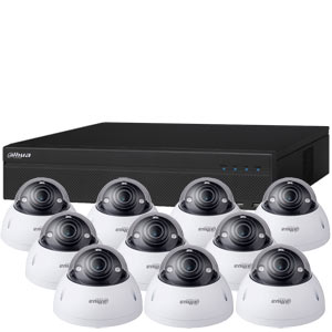 Dahua 4k Ultra HD 32Ch IP CCTV System with 10 Motorised Zoom Dome Cameras