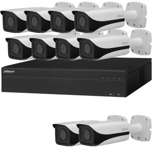 Dahua 4k Ultra HD 32Ch IP CCTV System with 10 Motorised Zoom Bullet Cameras