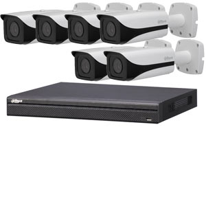 Dahua 4k Ultra HD 8Ch IP CCTV System with 6 Motorised Zoom Bullet Cameras