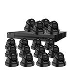 CORE+ 16 Camera 12MP Dual Light PoE Kit with HiLook by Hikvision Pro Series 16ch NVR (2 Way Audio) in Black