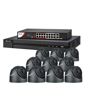 CMAX CMHLIP1032-8MP 10 Camera 8MP Fixed Lens IP CCTV Kit with HiLook 16ch NVR and PoE Switch in Grey