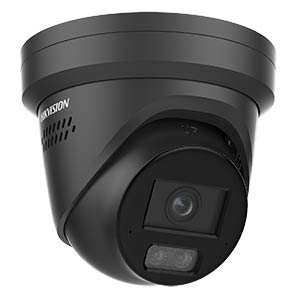 Hikvision DS-2CD23126G3-IS2UY-SL 12MP AcuSense IP PoE Turret Camera with Strobe Light and Two-Way Audio in Black