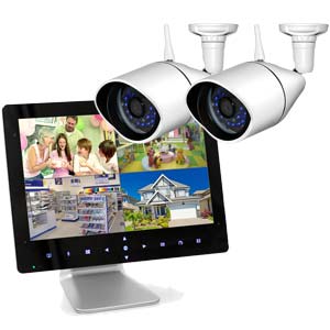 720P HD Digital Wireless 2 Camera CCTV System with 9" LCD Monitor DVR