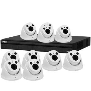 Dahua 4MP 120dB WDR 16Ch System with 10 x HD CVI 60M IR Motorised Zoom Cameras (White)