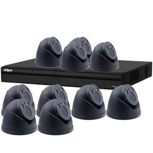 Dahua 4MP 120dB WDR 16Ch System with 10 x HD CVI 60M IR Motorised Zoom Cameras (Grey)