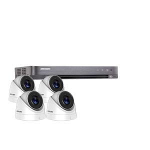 8MP Ultra Low Light Hikvision 4Ch Kit with 4x Wide Angle HD TVI 60M IR Turret Cameras