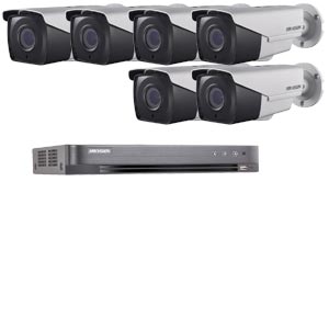1080P Ultra Low Light Hikvision 8Ch System with 6 x HD TVI 40M IR Motorised Zoom Bullet Cameras
