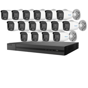 2MP 24/7 Full Color Lite HiLook by Hikvision 16ch IP CCTV Kit with 16x 1080P ColorVu Lite Bullet Network Cameras (White Light)