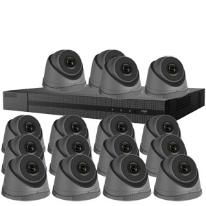 4.0MP HiLook by Hikvision 16 Channel IP CCTV System with 16 Turret Cameras in Grey