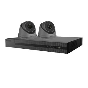 4 MegaPixel HiLook by Hikvision 4 Channel IP CCTV Kit with 2 Turret Cameras in Grey