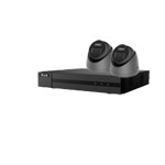 HiLook by Hikvision 4Ch IP CCTV Kit with 2x 8MP 4K Smart Hybrid (IR & ColorVu) IP Turret Camera with 2 Way Audio & PoE in Grey