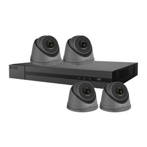 4MP HiLook by Hikvision 4 Channel IP CCTV Kit with 4 Turret Cameras in Grey