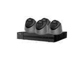 HiLook by Hikvision 4Ch IP CCTV Kit with 4x 8MP 4K Smart Hybrid (IR & ColorVu) IP Turret Camera with 2 Way Audio & PoE in Grey