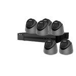 HiLook by Hikvision 8Ch IP CCTV Kit with 6x 8MP 4K Smart Hybrid (IR & ColorVu) IP Turret Camera with 2 Way Audio & PoE in Grey