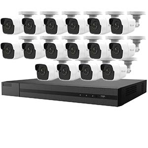 HiLook by Hikvision 16Ch HD-TVI Kit with 16x 8MP EXIR White Bullet Camera with 30m IR Nightvision