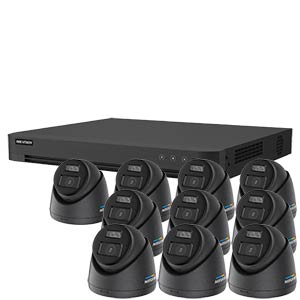 Hikvision 5MP 10-Camera Smart Hybrid ColorVu PoC & AoC CCTV Kit in Black (2.8mm Lens)