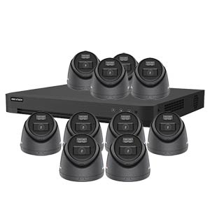 Hikvision 4K 10-Camera Smart Hybrid ColorVu PoC & AoC CCTV Kit in Grey (2.8mm Lens)