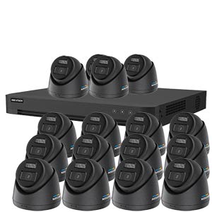 Hikvision 5MP 16-Camera Smart Hybrid ColorVu PoC & AoC CCTV Kit in Black (2.8mm Lens)