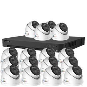 Hikvision 5MP 16-Camera Smart Hybrid ColorVu PoC & AoC CCTV Kit (2.8mm Lens)