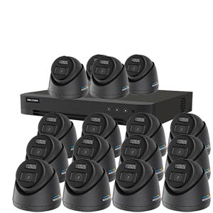 Hikvision 4K 16-Camera Smart Hybrid ColorVu PoC & AoC CCTV Kit in Black (2.8mm Lens)