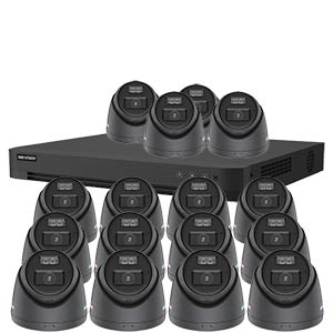 Hikvision 4K 16-Camera Smart Hybrid ColorVu PoC & AoC CCTV Kit in Grey (2.8mm Lens)