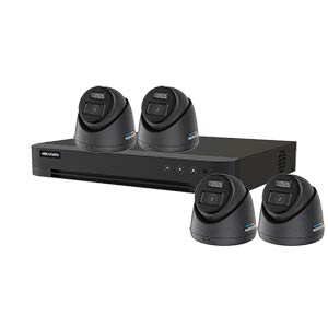 Hikvision 4K 4-Camera Smart Hybrid ColorVu PoC & AoC CCTV Kit in Black (2.8mm Lens)