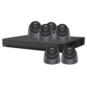 Hikvision 4K 6-Camera Smart Hybrid ColorVu PoC & AoC CCTV Kit in Grey (2.8mm Lens)