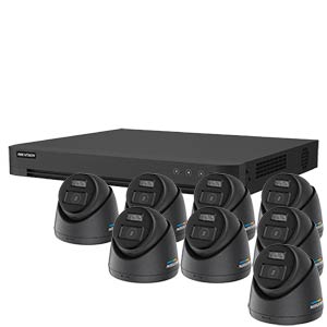 Hikvision 5MP 8-Camera Smart Hybrid ColorVu PoC & AoC CCTV Kit in Black (2.8mm Lens)
