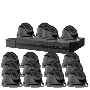 1080P Full HD HiLook by Hikvision 16Ch Kit with 16x 20m IR Mini Dome Cameras in Grey