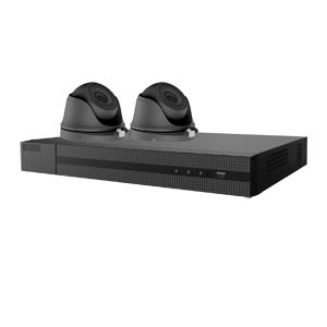1080P Full HD HiLook by Hikvision 4Ch Kit with 2x 20m IR Mini Dome Cameras in Grey