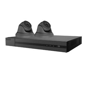1080P Full HD HiLook by Hikvision 4Ch Kit with 2x 40m IR Dome Cameras in Grey