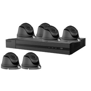 4MP HiWatch by Hikvision 8Ch Kit with 6x 20m IR Mini Dome Cameras in Grey