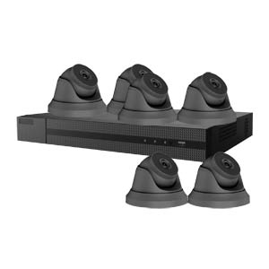 1080P Full HD HiWatch by Hikvision 8Ch Kit with 6x 40m IR Dome Cameras in Grey