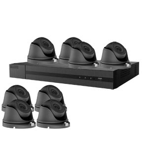 4MP HiWatch by Hikvision 8Ch Kit with 8x 20m IR Mini Dome Cameras in Grey