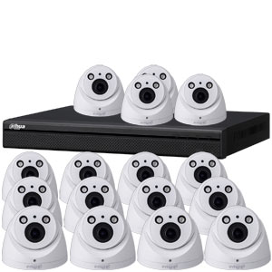 Dahua 4MP 120dB WDR 16Ch IP CCTV System with 16 Motorised Zoom Dome Cameras