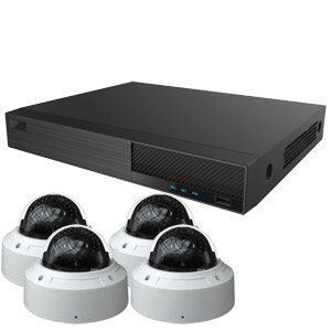 OYN-X 5MP Motorised Zoom IK10 Vandal Dome 4 Camera IP CCTV Kit
