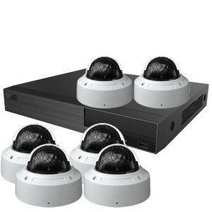 OYN-X 5MP Motorised Zoom IK10 Vandal Dome 6 Camera IP CCTV Kit