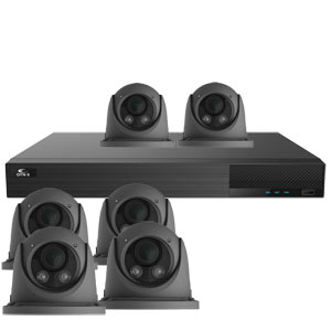 OYN-X 5MP-G Motorised Zoom Eyeball Dome 6 Camera IP CCTV Kit (Grey)