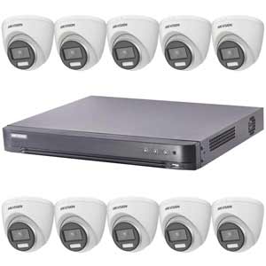 Hikvision 16Ch HD-TVI CCTV Kit with 10x 5MP 3K Smart Hybrid Turret Camera with AoC (2.8mm Lens)