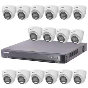 Hikvision 16Ch HD-TVI CCTV Kit with 16x 5MP 3K Smart Hybrid Turret Camera with AoC (2.8mm Lens)