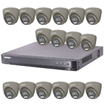 Hikvision "ColorVu" 16Ch Turbo HD-TVI CCTV Kit with 16x 5MP Full Time Colour Turret Camera (Grey)