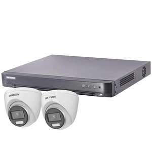 Hikvision 4Ch HD-TVI CCTV Kit with 2x 5MP 3K Smart Hybrid Turret Camera with AoC (2.8mm Lens)
