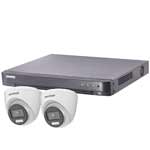 Hikvision 4Ch HD-TVI CCTV Kit with 2x 5MP 3K Smart Hybrid Turret Camera with AoC (2.8mm Lens)