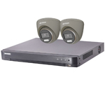 Hikvision "ColorVu" 4Ch Turbo HD-TVI CCTV Kit with 2x 5MP Full Time Colour Turret Camera (Grey)