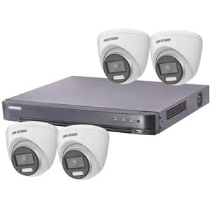 Hikvision 4Ch HD-TVI CCTV Kit with 4x 5MP 3K Smart Hybrid Turret Camera with AoC (2.8mm Lens)