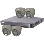 Hikvision "ColorVu" 4Ch Turbo HD-TVI CCTV Kit with 4x 5MP Full Time Colour Turret Camera (Grey)