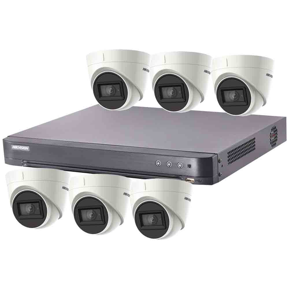 Hikvision 8Ch Turbo HDTVI CCTV Kit with 6x 5MP 40m EXIR Turret Audio Camera