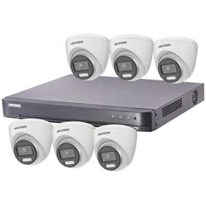 Hikvision 8Ch HD-TVI CCTV Kit with 6x 5MP 3K Smart Hybrid Turret Camera with AoC (2.8mm Lens)