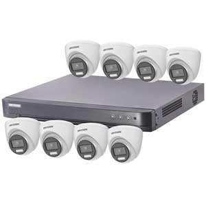 Hikvision 8Ch HD-TVI CCTV Kit with 8x 5MP 3K Smart Hybrid Turret Camera with AoC (2.8mm Lens)