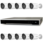 Hikvision 16Ch NVR IP CCTV Kit with 10x Hilook 8MP 4K ColorVu (White Light) PoE Bullet Camera with Built in Mic (2.8mm Lens / White)